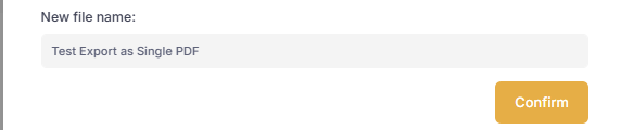 Give a combined PDF its new file name before confirming.