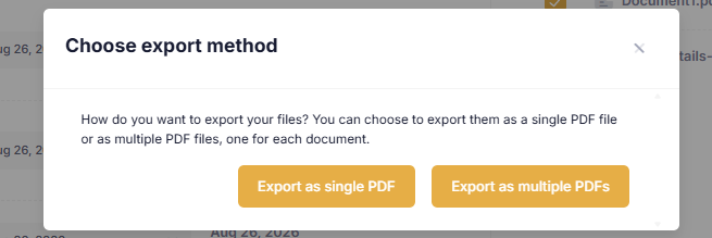 Choose one combined PDF or keep the selected PDFs separate.